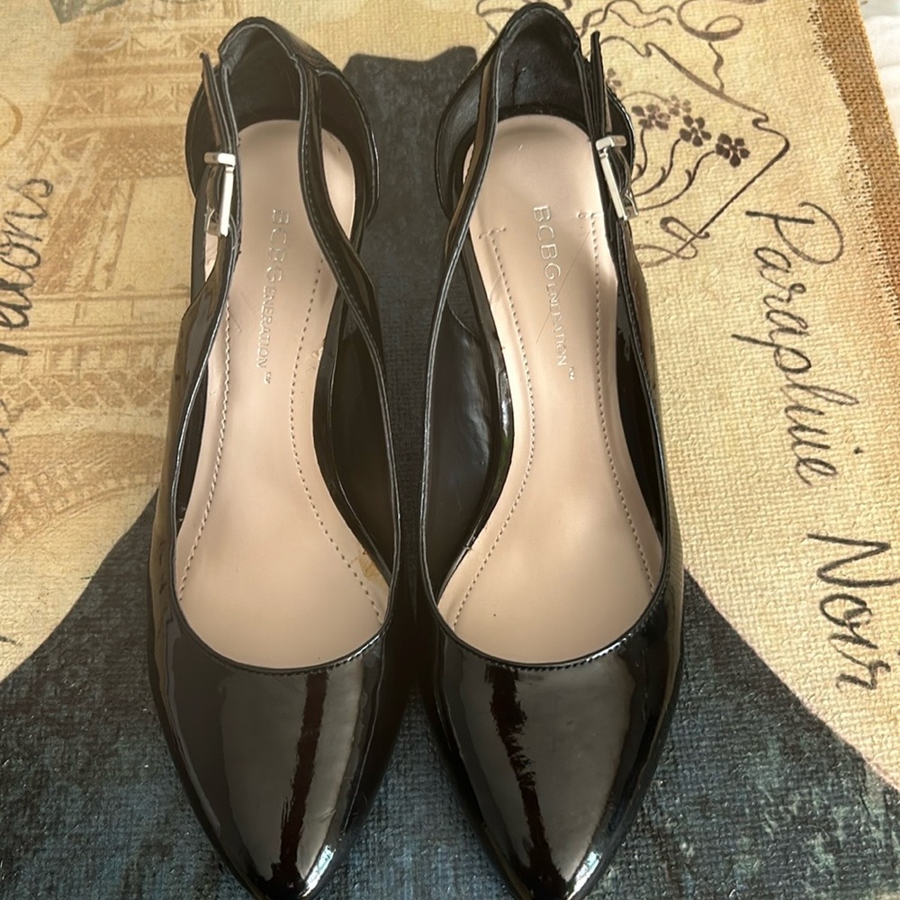 NWOT BCBGengeration patent black office heels size 6.5